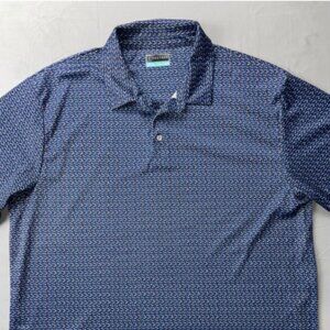 PGA TOUR Mens Regimental Geo Print Golf Polo